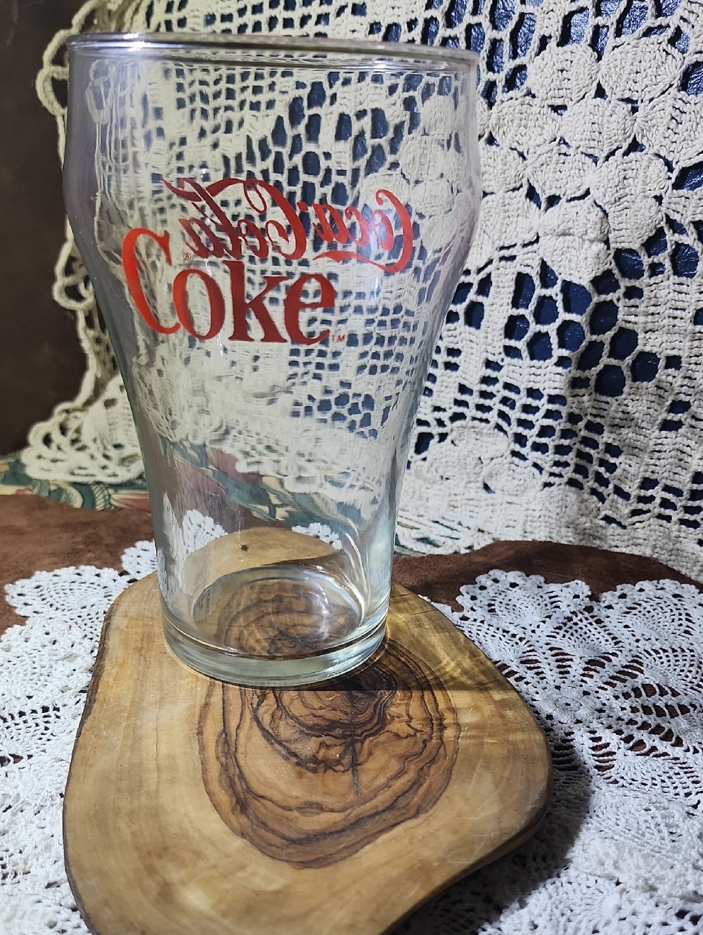 90s XL Coca Cola Clear Glass with Red Logo